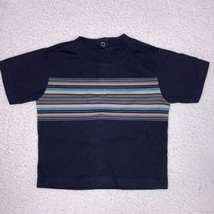 Vintage Gymboree navy blue striped snap back short sleeve tee Euc